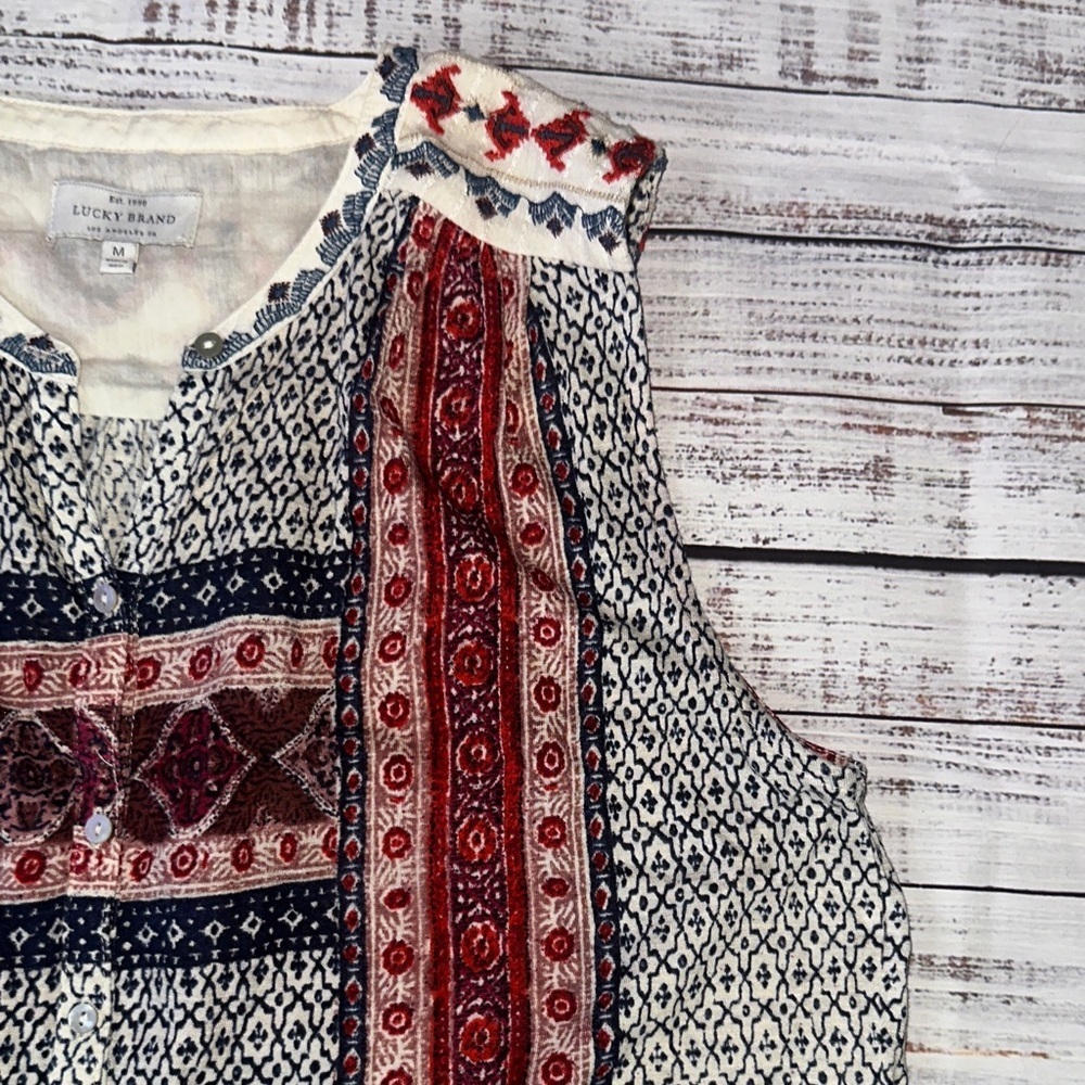Lucky Brand Multicolor Sleeveless Blouse Sz. M - Picture 5 of 6